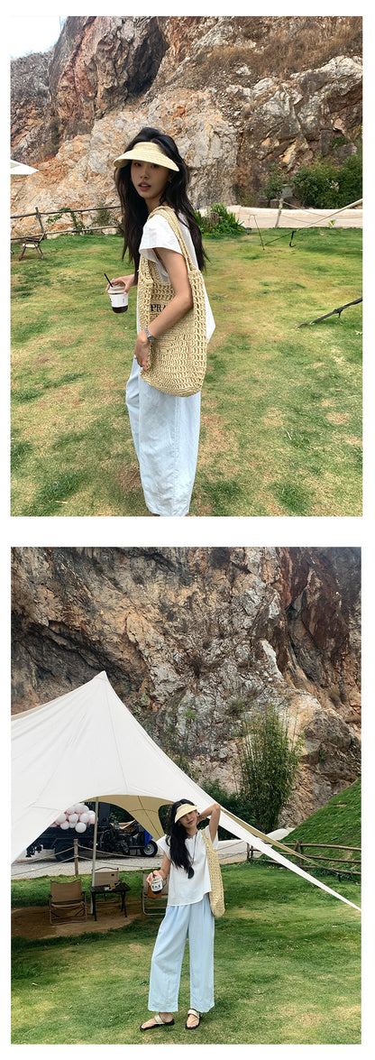 【H5196】實拍夏天超舒服的棉麻褶皺寬鬆闊腿褲250415