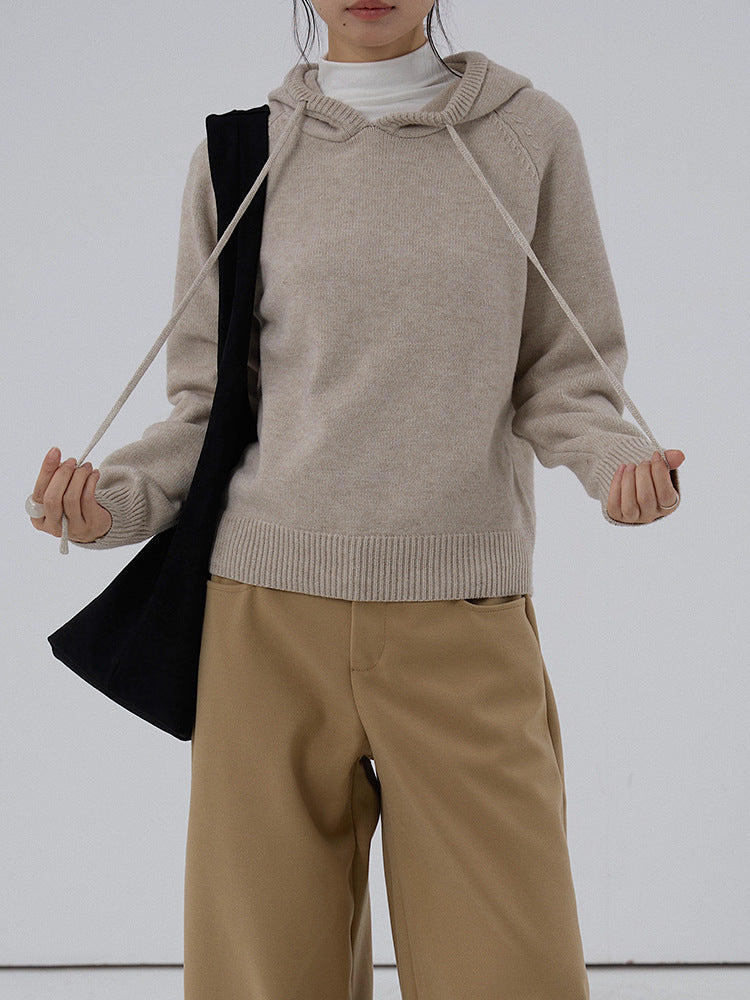 【LD3280】實拍慵懶小個子抽繩連帽針織毛衣251103