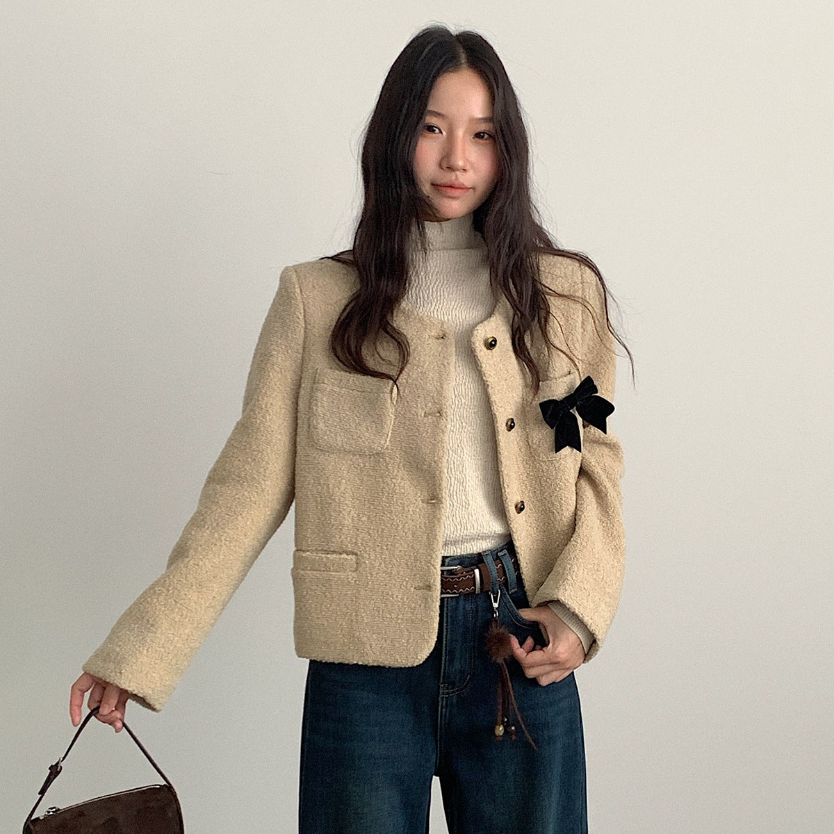 【LD9632】實拍氣質經典厚款羊毛43%白鴨絨外套（白鴨絨50%)251209