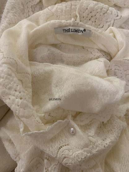 【L9359】實拍檸檬秋冬重工鈎花蕾絲寬鬆連帽蕾絲衫251117