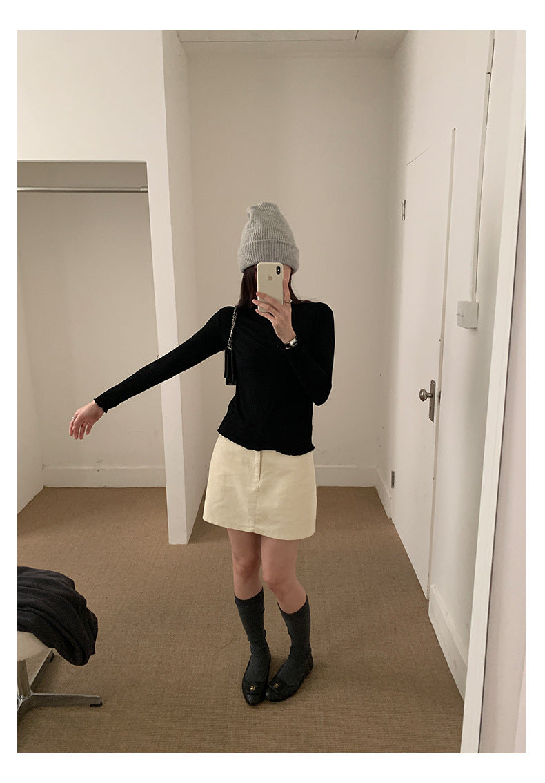 【H562】實拍秋冬S~XL必備復古高腰燈芯絨A字裙251021