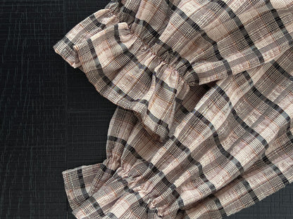 【cimz6509】復古浪漫主義🌹精緻木耳邊格紋長袖襯衫260319