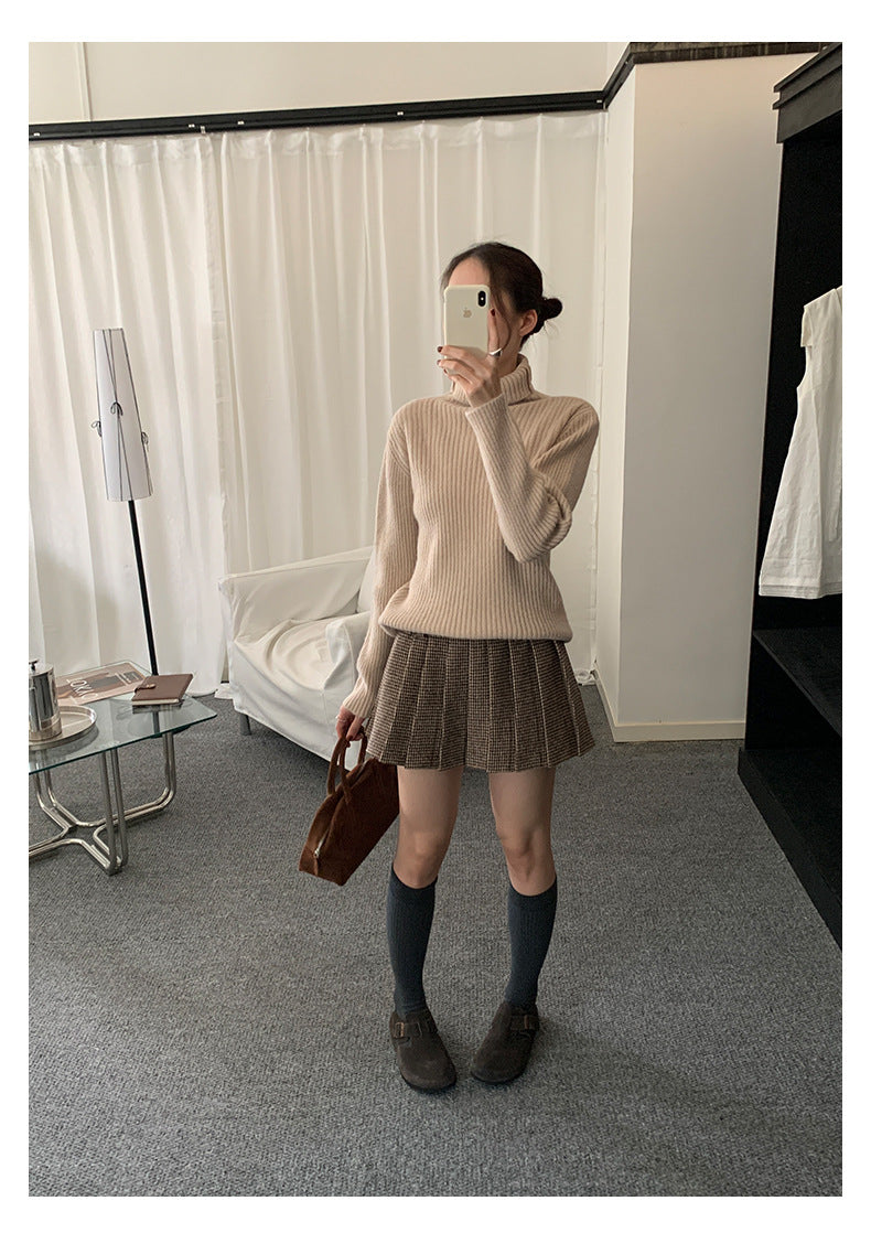 【H5484】實拍秋冬加厚慵懶高領針織毛衣251109