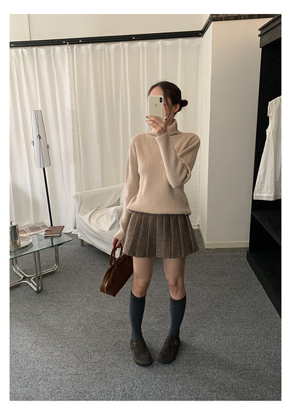 【H5484】實拍秋冬加厚慵懶高領針織毛衣251109