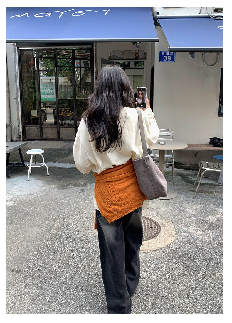 【H5397】實拍韓系甜美少女寬鬆長袖T恤250902