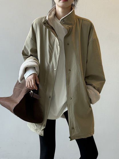 【Y82650】實拍立領帥氣內裡羊羔毛工裝外套251016