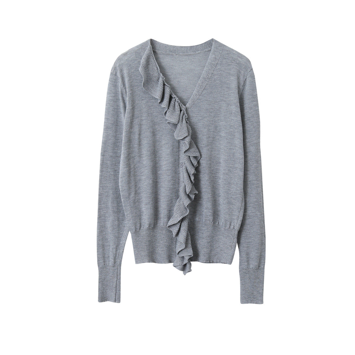 【LD11154】實拍韓系甜美減齡✨設計感荷葉薄款長袖針織衫260317