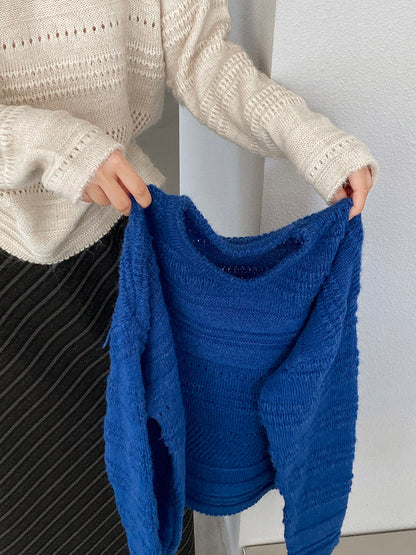 【cim1293】實拍氣質鏤空提花寬鬆慵懶針織衫(15羊毛)251030