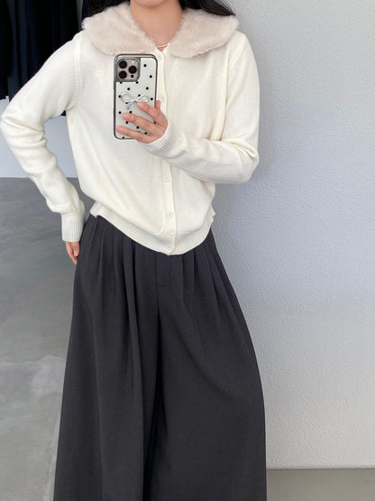 【cimzU1469】氣質貴氣毛領可拆針織毛衣外套260108