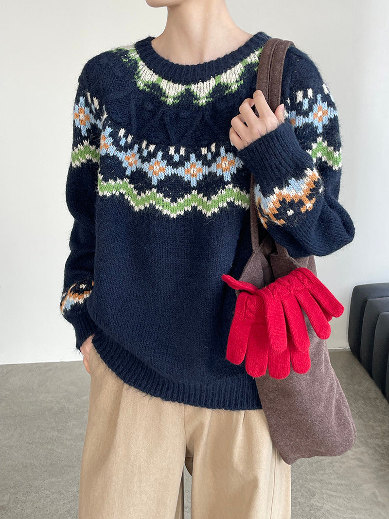 【cimMB850】實拍冬季必備复古費爾島提花針織毛衣251114