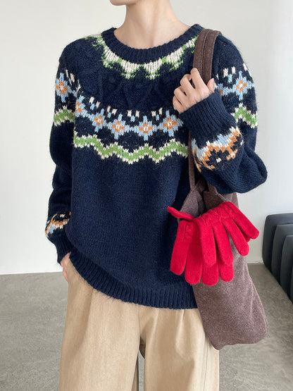 【cimMB850】實拍冬季必備复古費爾島提花針織毛衣251114