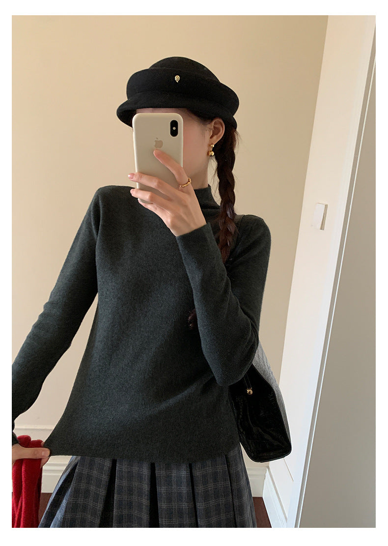 【H5503】實拍基礎純色半高領針織衫251118