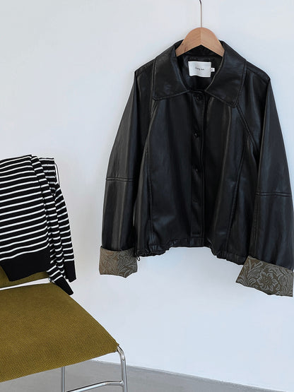 【cimz1667】實拍個性復古黑色工裝皮衣外套251120