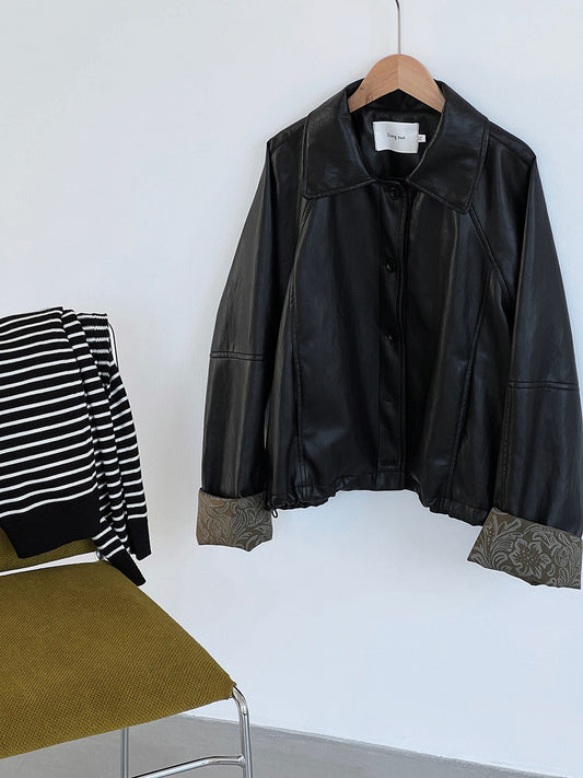 【cimz1667】實拍個性復古黑色工裝皮衣外套251120