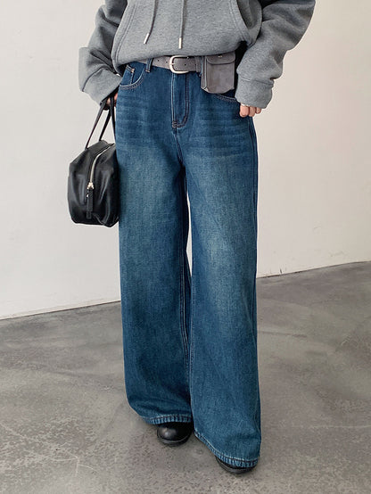 【LD11049】實拍S~XL美式加絨加厚高腰牛仔褲＋皮帶腰包251202