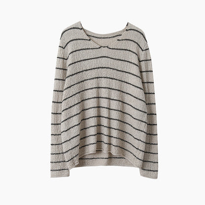 【LD11022】實拍肌理感寬鬆條紋針織衫251110