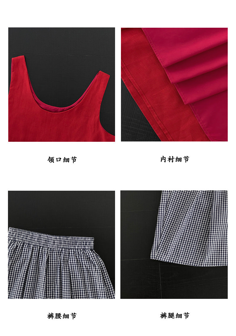 【cimzY819】法式復古女伶🍒復古無袖背心+顯瘦八分休閒褲260506