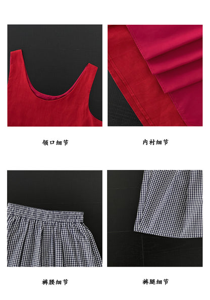 【cimzY819】法式復古女伶🍒復古無袖背心+顯瘦八分休閒褲260506