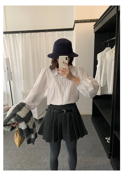 【H5492】實拍S~XL復古學院風磨毛百褶a字裙（內有安全褲）251109