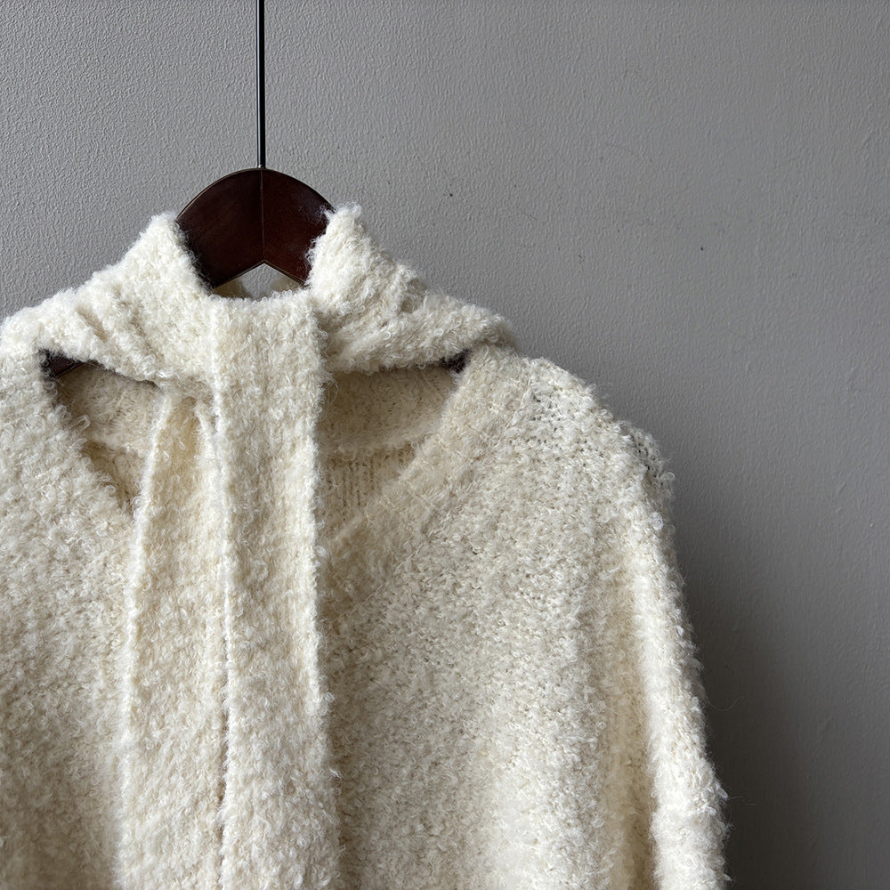 【YK259】實拍冬季慵懒奶呼呼針織毛衣+可拆卸披肩帽子(羊毛12%)251113