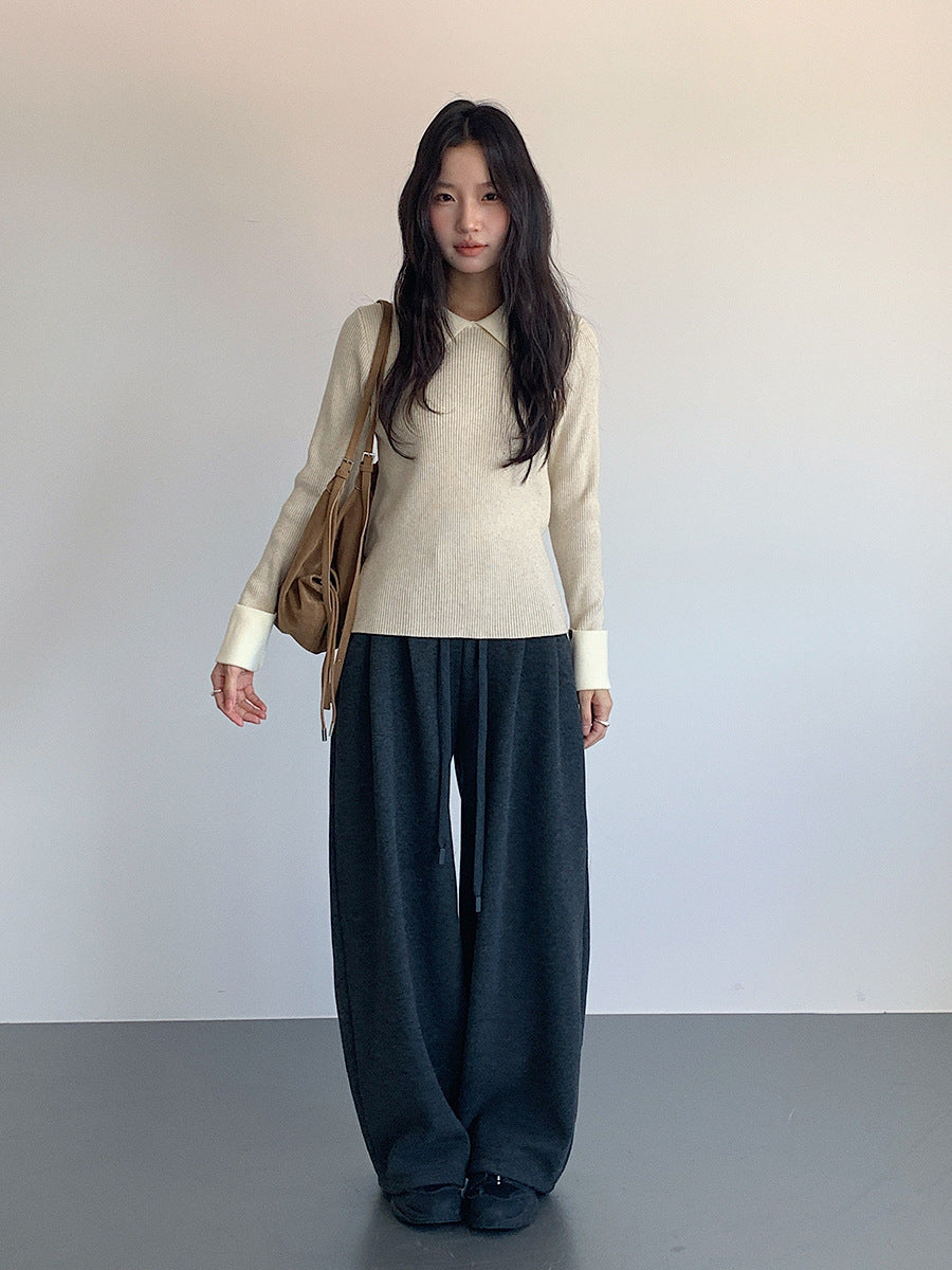 【LD11026】實拍絕美法式針織坑條假2件針織衫251124