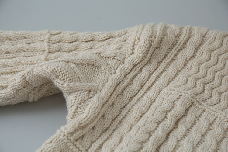 【LD3297】實拍復古立體厚實絞花大翻領毛衣外套251103