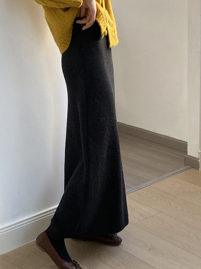 【YP682】 實拍高腰軟糯垂感針織長裙251023