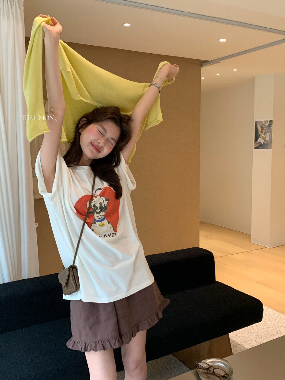 【L10358】童趣可愛減齡🐶韓系復古斑點狗卡通印花寬鬆短袖T恤260428