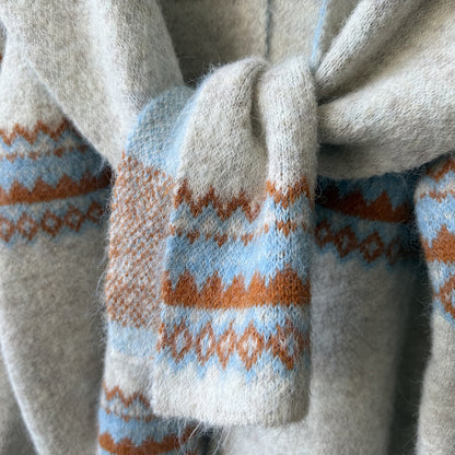 【YP6106】 實拍費爾島提花針織外套＋圍巾(含羊毛3%) 251023