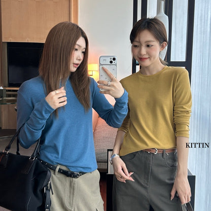 【L30018】KITTIN秋季極簡日常・修身圓領長袖恤260921
