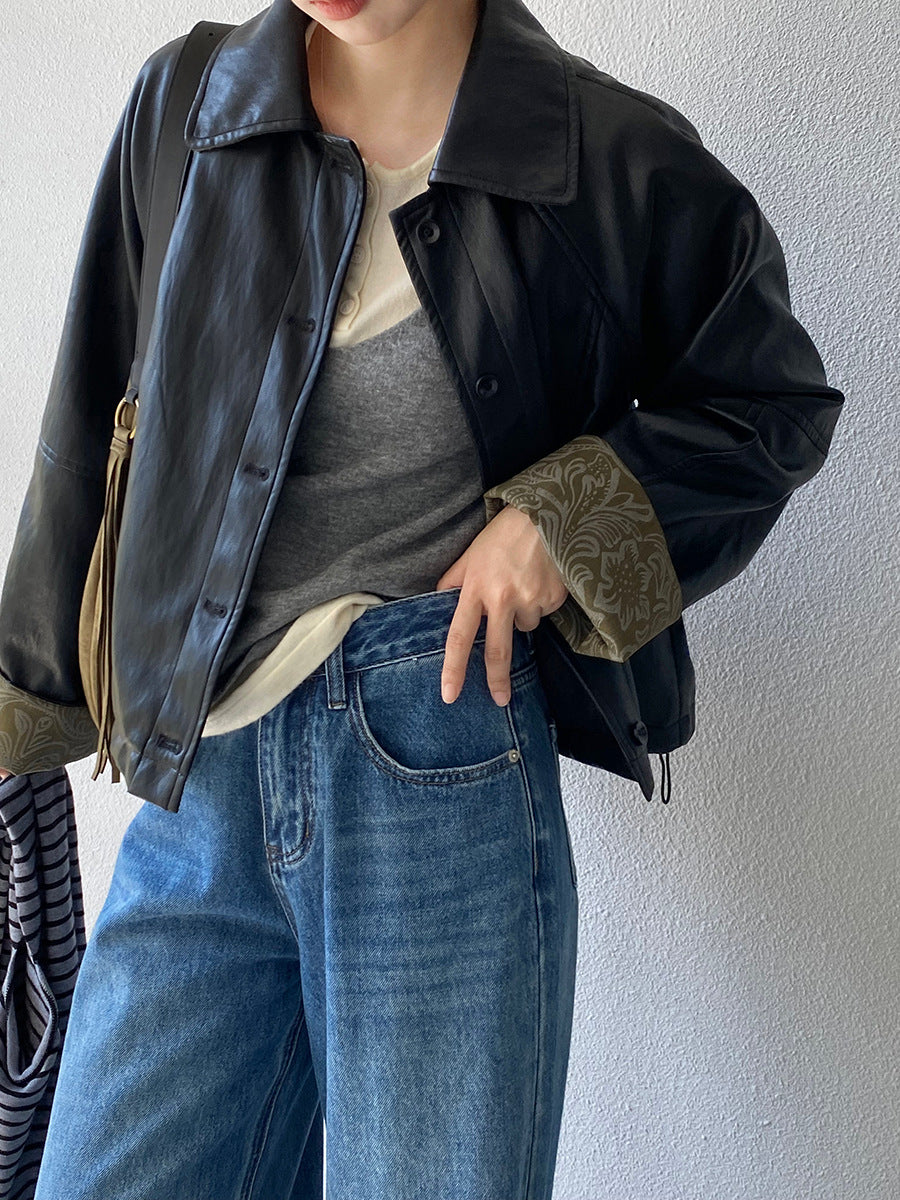 【cimz1667】實拍個性復古黑色工裝皮衣外套251120