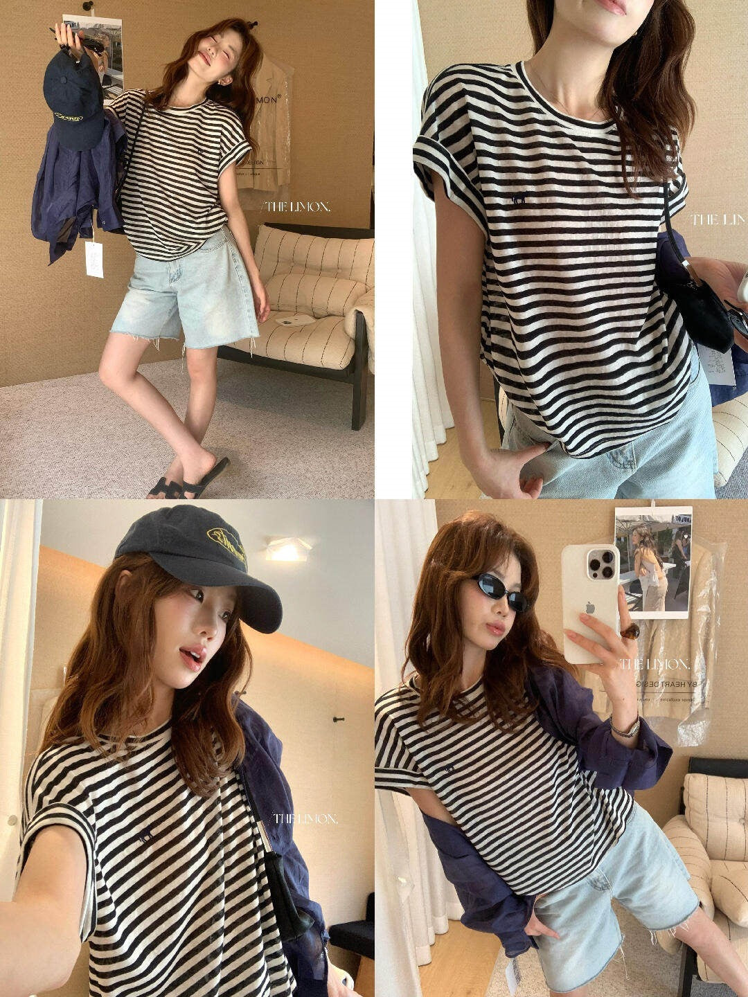 【L10695】韓系復古學院風🐎百搭親膚條紋小馬刺繡圓領短袖T恤260526