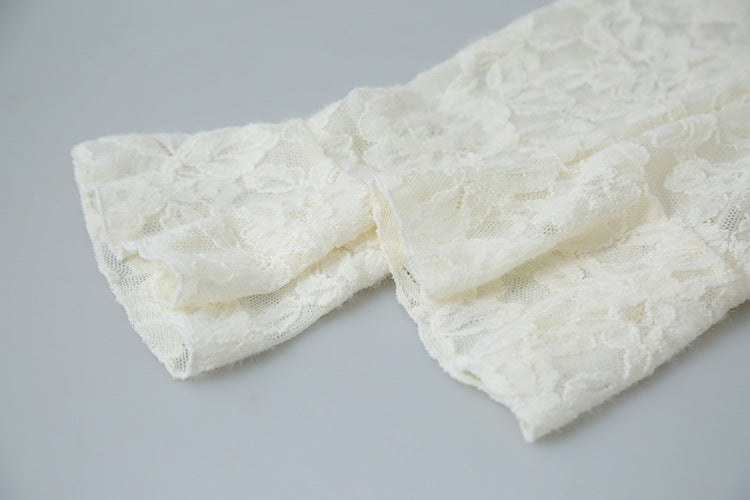 【LD3295】實拍法式喇叭袖加絨蕾絲衫251103