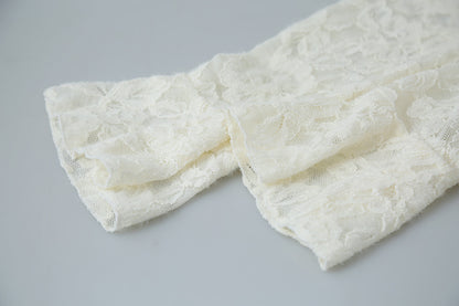 【LD3295】實拍法式喇叭袖加絨蕾絲衫251103