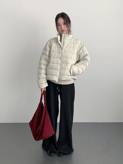 【LD11067】實拍簡約設計保暖立領含絨棉服外套（白鴨絨50%)
251209