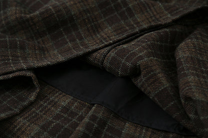 【LD11008】實拍復古毛呢格子高腰a字裙(左右有口袋）251110