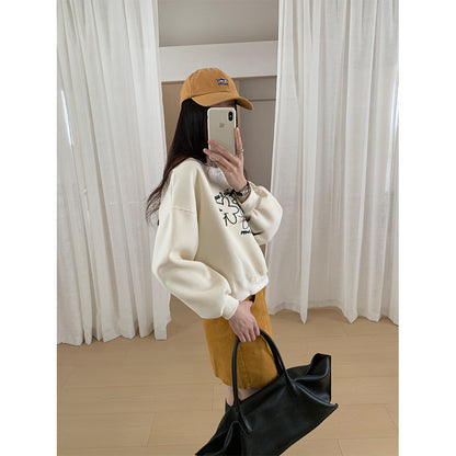 【H563】實拍秋冬刺繡花朵長袖衛衣251021