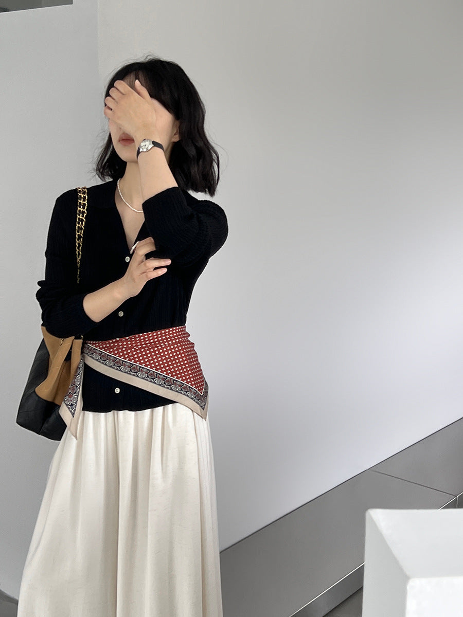 【cim6901】實拍慵懶紙片人polo領針織衫251030