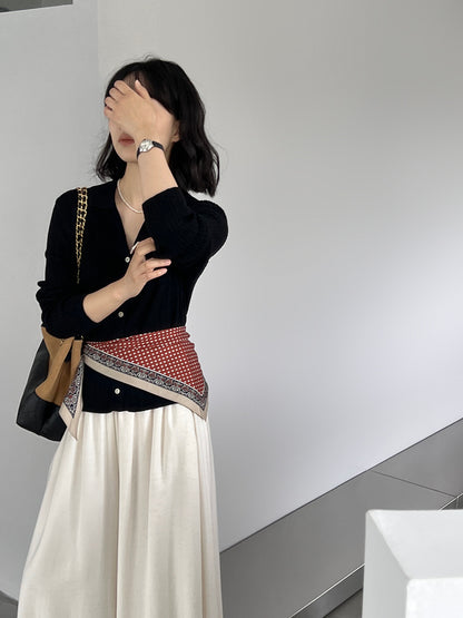 【cim6901】實拍慵懶紙片人polo領針織衫251030