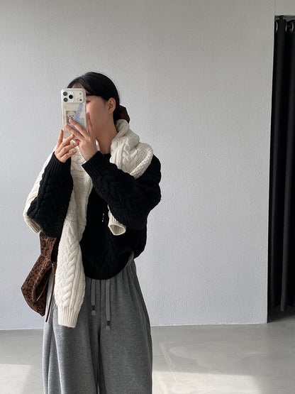 【cimz1398】實拍復古加厚保暖棒針麻花針織毛衣（棉羊毛17)251120