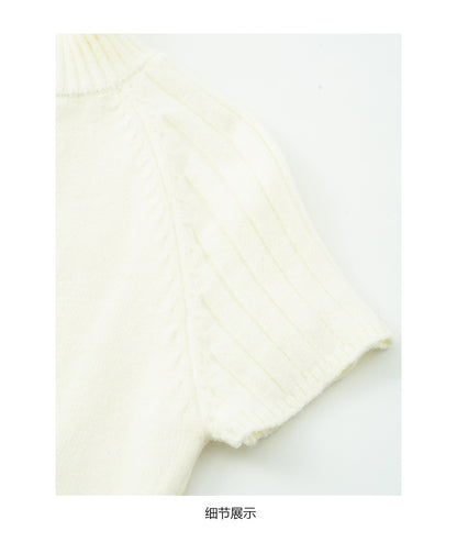 【H5516】實拍高領氣質短袖針織衫251125