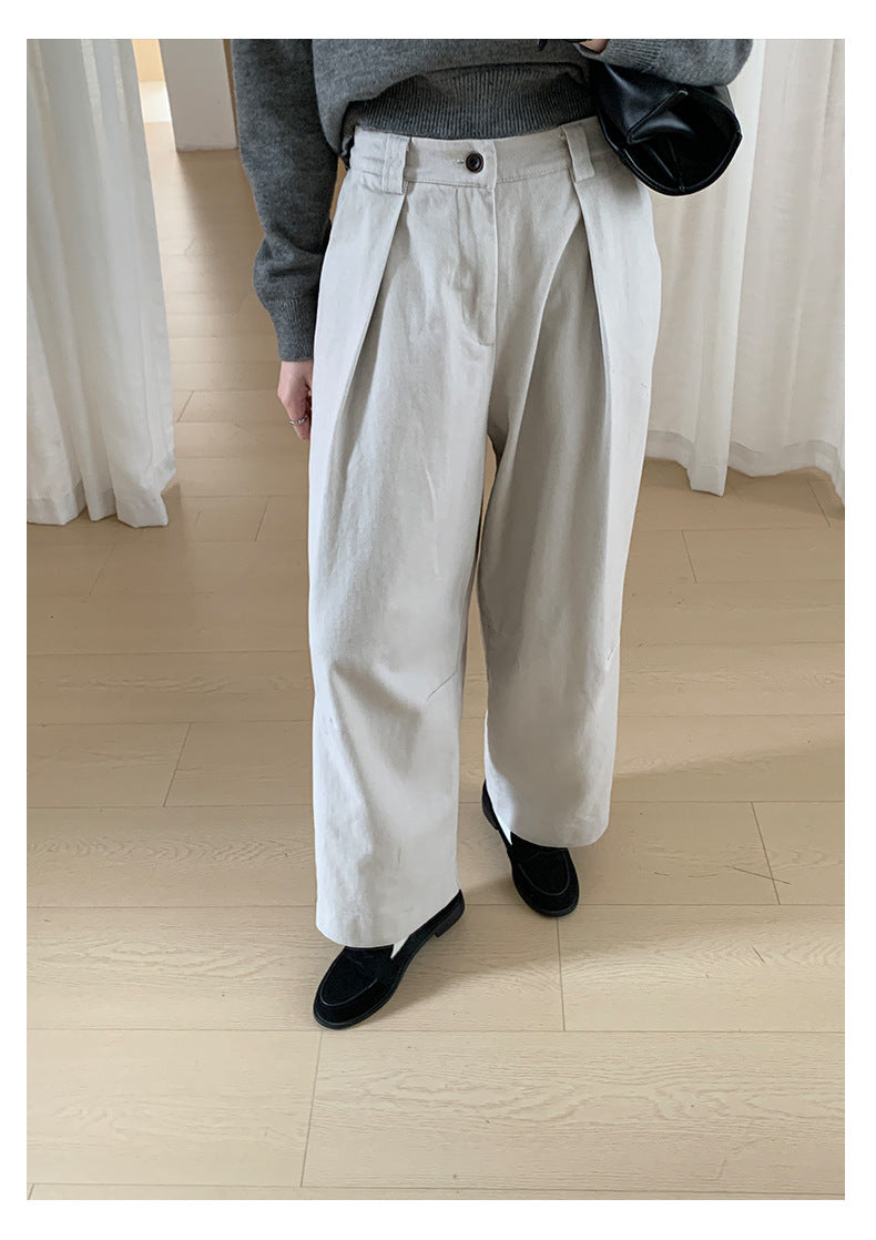【H566】實拍秋冬高腰斜紋棉挺版西裝長褲（後鬆緊腰）251021
