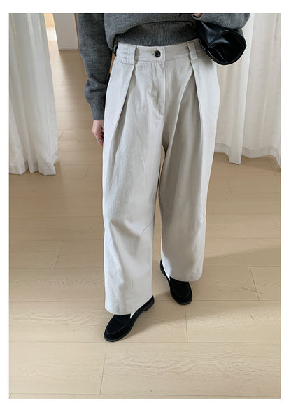 【H566】實拍秋冬高腰斜紋棉挺版西裝長褲（後鬆緊腰）251021