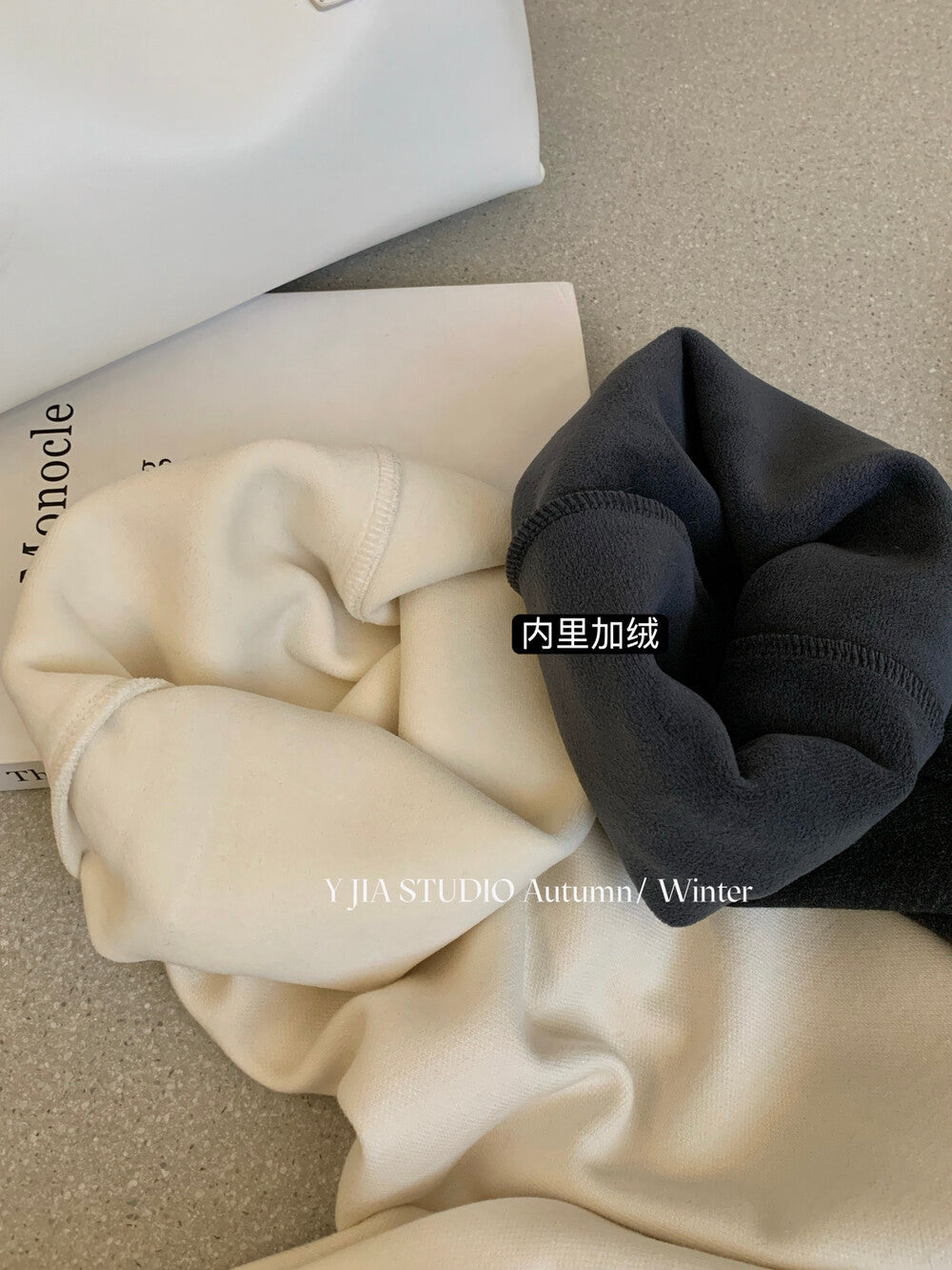 【LY9588】實拍Y.JIA 簡約毛呢加絨加厚微喇休閒褲251208