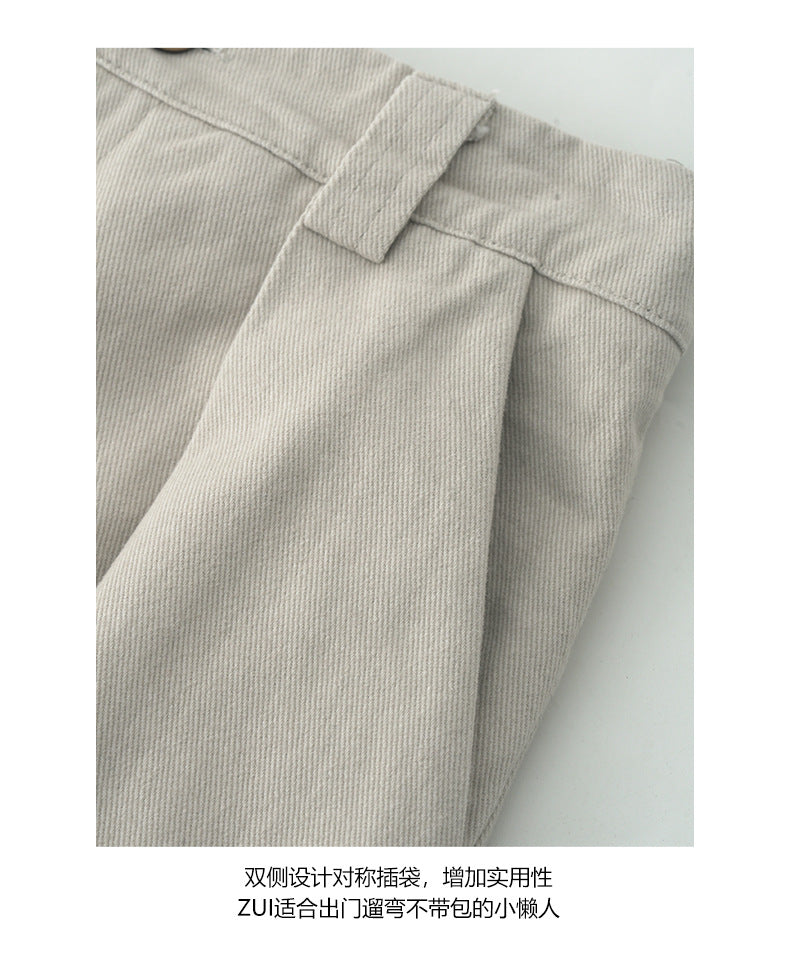 【H566】實拍秋冬高腰斜紋棉挺版西裝長褲（後鬆緊腰）251021