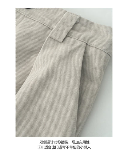 【H566】實拍秋冬高腰斜紋棉挺版西裝長褲（後鬆緊腰）251021