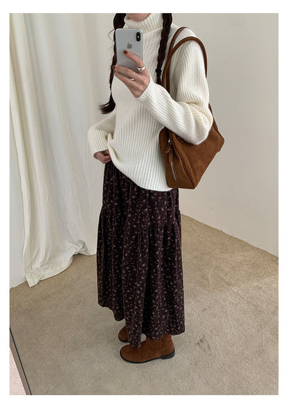 【H5490】實拍日系清新小碎花鬆緊腰長裙（棉）251109