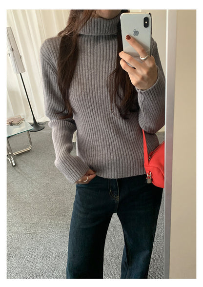 【H5484】實拍秋冬加厚慵懶高領針織毛衣251109