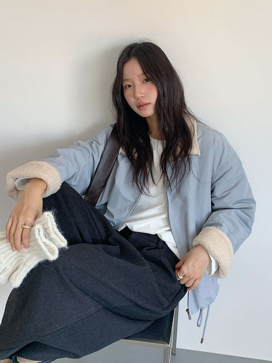 【LD11035】實拍S~L韓版寬鬆高腰毛呢加絨加厚九分褲251124