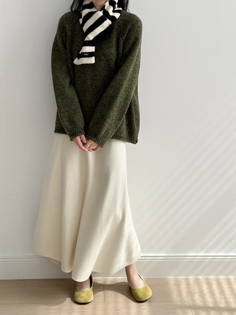 【Y0723】實拍冬季簡約針織大擺A字裙（棉羊毛4%)251106